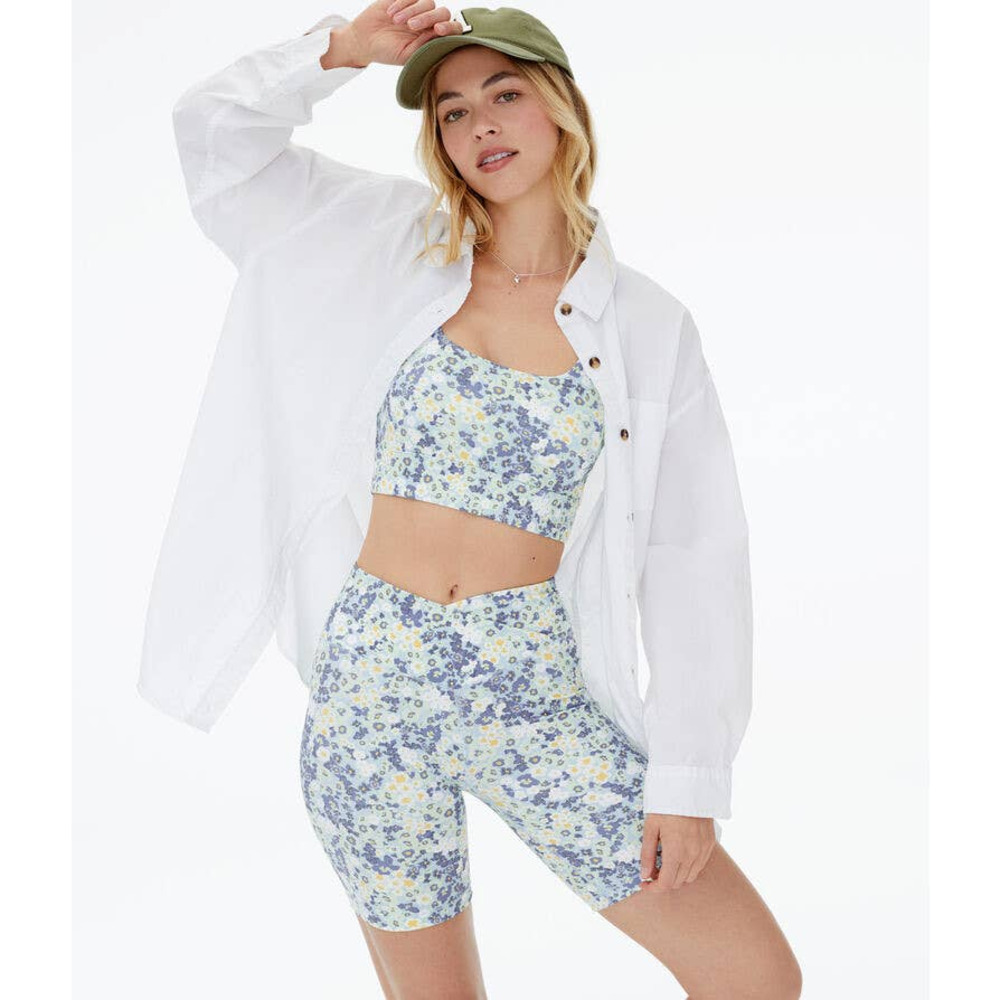 Aeropostale Floral Bike Shorts - Blue and Yellow